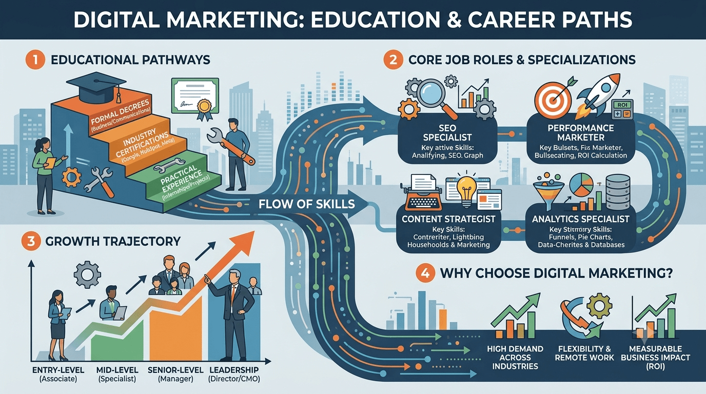 Digital Marketing Education & Career Paths: A Guide to Roles, Skills, and Growth